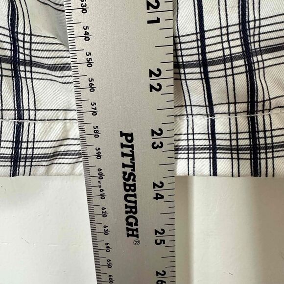 Matchstick Shorts Mens Size XXL/36 White Navy Blue Plaid Cargo Knee Length - Picture 8 of 10